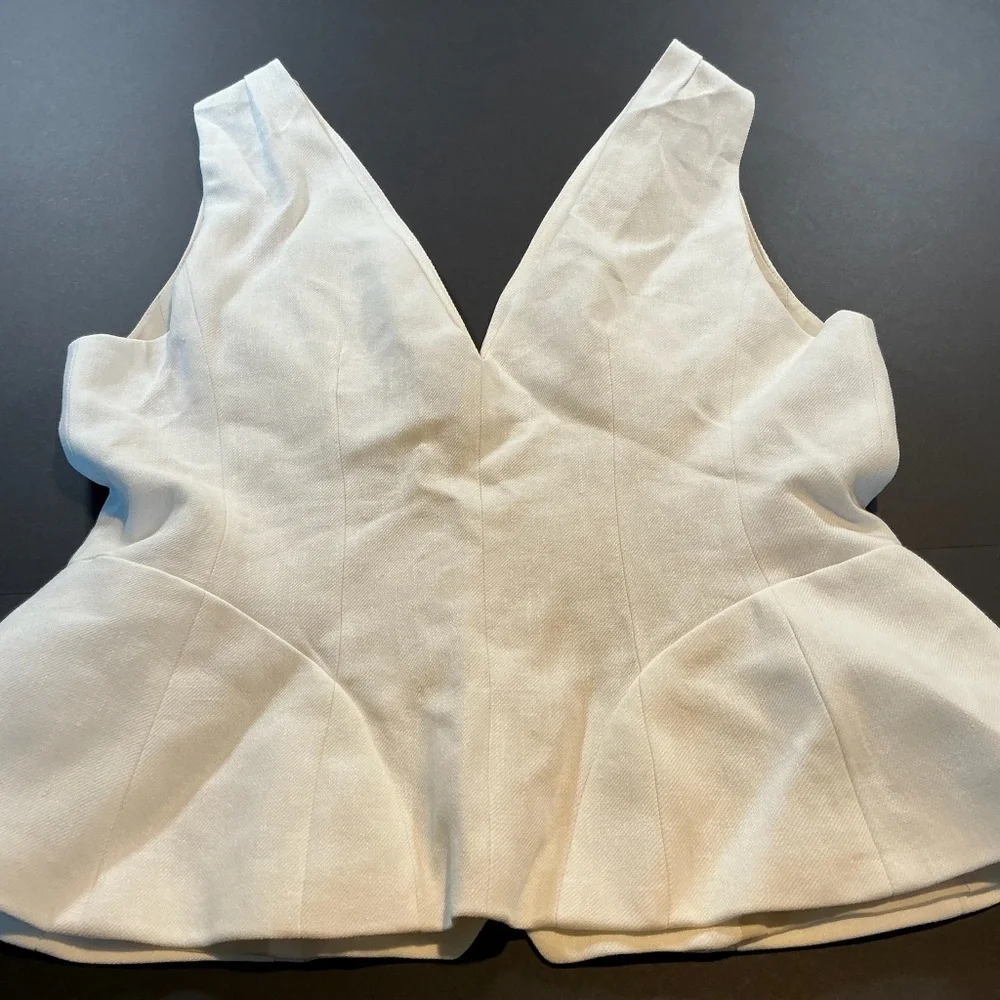 ZARA Linen Ivory Front Button Vest Size XL NWT - Picture 4 of 11
